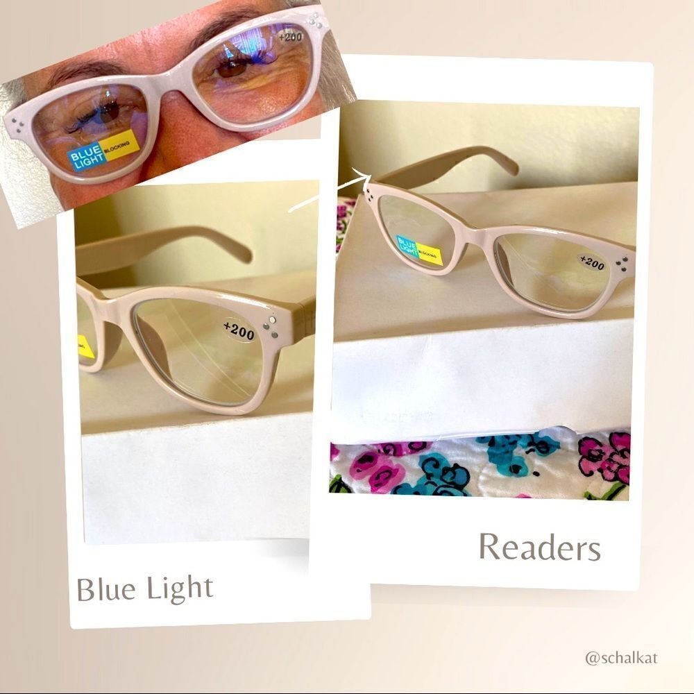 - 💼Light Pink Framed  Readers with Blue Light Protection +2.00 Power